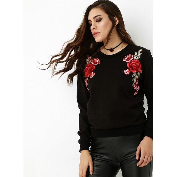 Bambina Mia - Black & Red Floral Sweatshirt - Picture 1 of 4